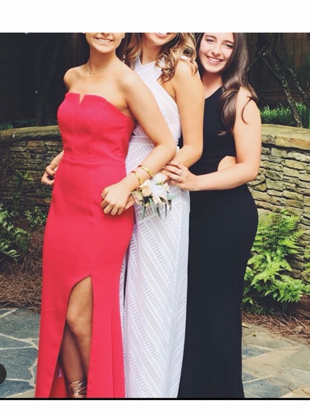 Strapless Red Evening Gown with Front Slit